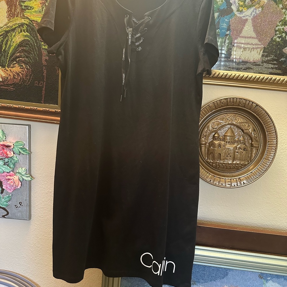 Calvin Klein Collection Black Lace-Up Mini Dress